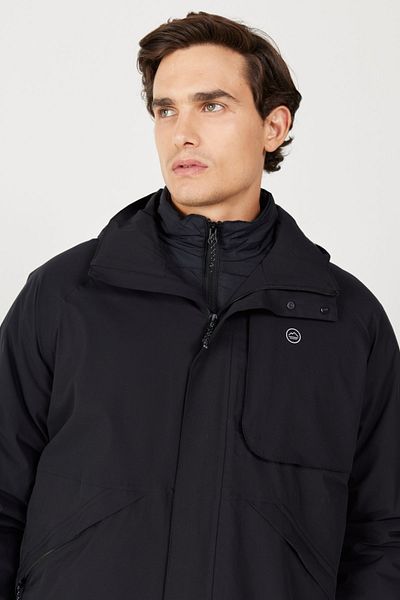 WRANGLER All Terrain Gear Regular Fit Regular Cut Hooded Waterproof 3in1 Black Men's Raincoat