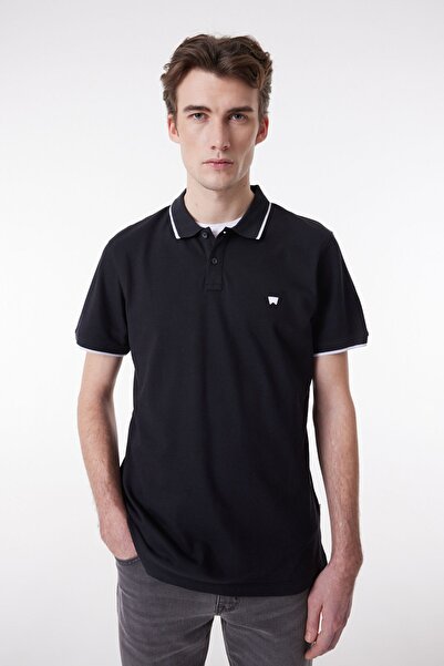 WRANGLER Regular Fit Normal Kesim %100 Pamuk Polo Yaka Siyah Tişört