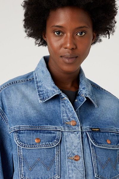 WRANGLER Trucker Regular Fit Regular Cut 100% Baumwolle Blau Jean Jeans Jacke