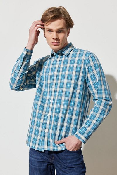 WRANGLER 100% Cotton Checkered Long Sleeve Regular Fit Shirt