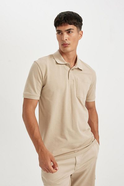 DeFacto Neues kurzärmliges Piqué-Polo-T-Shirt mit normaler Passform D4610AX24SM