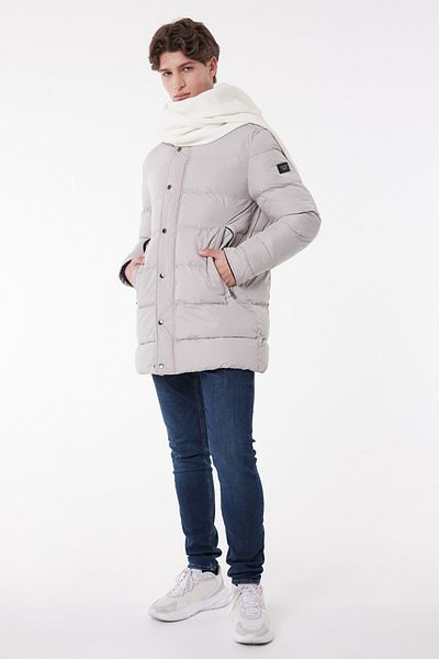 Lee Regular Fit Regular Cut Stand Collar Off White Puffer Jacket