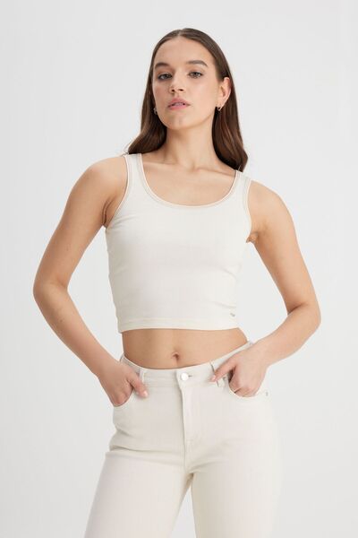 Lee Slim Fit Dar Kesim Ekru Tişört