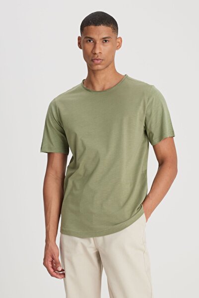 Lee Regular Fit Normal Kesim Bisiklet Yaka %100 Pamuk Zeytin Yeşili Tişört