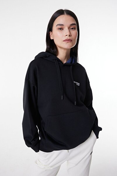 Lee Regular Fit Normal Kesim Kapüşonlu İçi Polarlı Siyah Sweatshirt