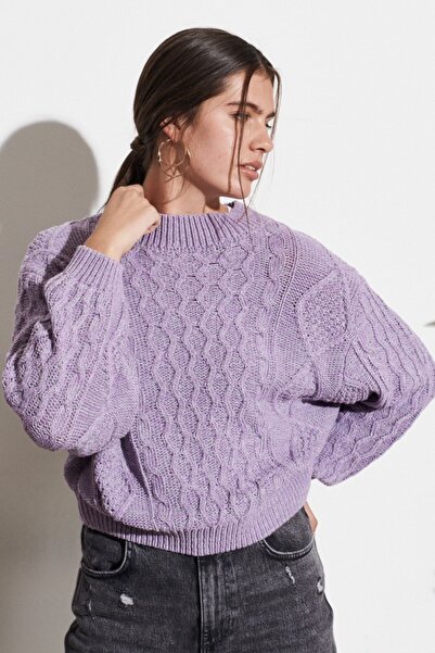 WRANGLER Regular Fit Normal Kesim Bisiklet Yaka Lila Triko Kazak