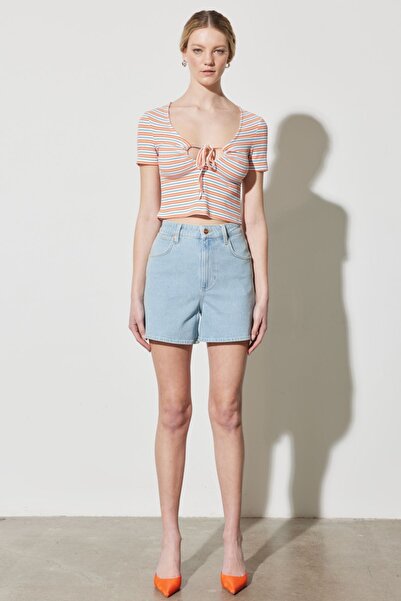 WRANGLER Donna Regular Fit Normal Kesim Normal Bel Açık Mavi Esnek Jean Kot Şort