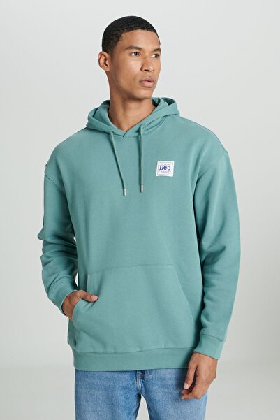 Lee Loose Fit Rahat Kesim %100 Pamuk Kapüşonlu Şardonlu Mint Yeşili Sweatshirt
