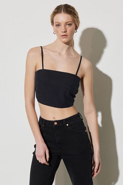 WRANGLER Schwarze Jeans-Crop-Bluse mit normaler Passform und normalen Trägern