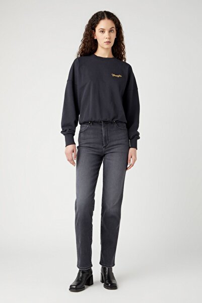 WRANGLER Relaxed Fit Wide Cut 100% Cotton Crew Neck Black Sweatshirt