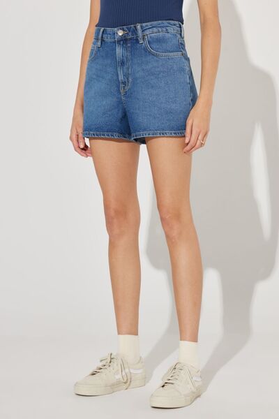 Lee Carol Straight Fit Düz Kesim Yüksek Bel Bol Paça Esnek Jean Kot Şort