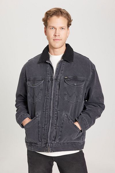 WRANGLER Regular Fit Regular Cut Full Zippered Sherpa Jean Jeans Jacket