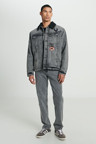 Lee Sherpa Collar Black Jeans - 100% Cotton, Trucker Regular Fit Denim Jacket