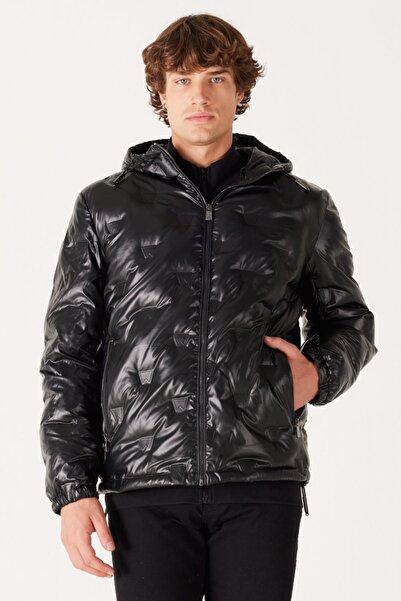 WRANGLER Regular Fit Normal Kesim Kapüşonlu Siyah Şişme Mont