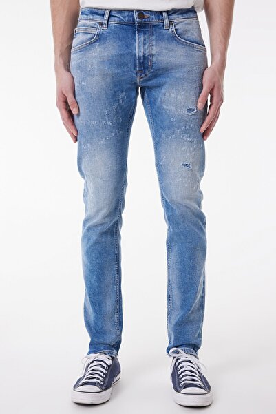 Lee Slim Fit Dar Kesim Normal Bel Taşlamalı Açık Mavi Esnek Luke Jean Denim K...