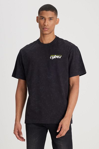 Lee Comfortable Fit - Crew Neck Black 100% Cotton T-Shirt