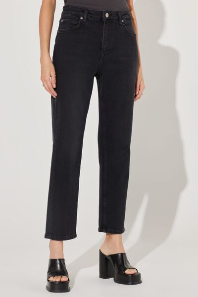 Lee Carol Straight Fit Düz Kesim Yüksek Bel Siyah Esnek Jean Kot Pantolon