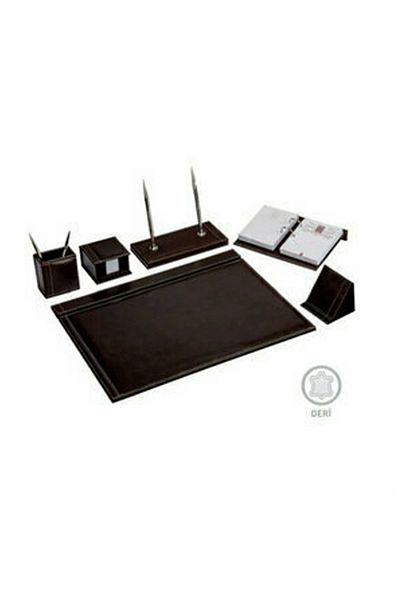 Gıpta 7 Piece Solid Brown Desk Set