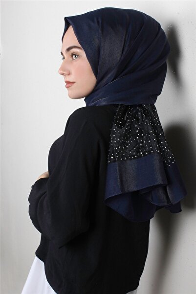 PİRAMİT Taşlı Exclusive Şal 1606-6 Lacivert