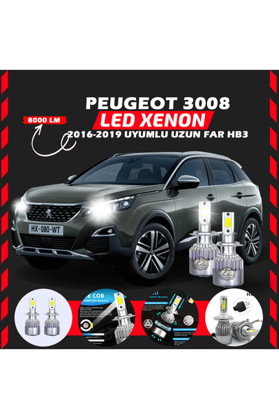 Furens Peugeot 3008 2016-2019 Uzun Far Uyumlu Şimşek Etkili Led Xenon Perform...
