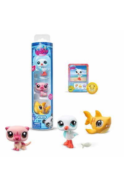 Littlest Pet Shop LPS Minis Littlest Pet Shop - 3-Piece Figure Set: Water, Sable, Seagull and Shark