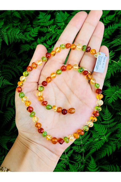 Kehribarkolyecimm Green Multicolor Drop Amber Adult Necklace