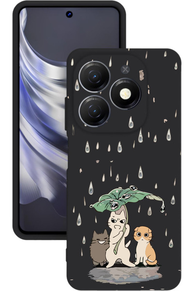 TECNO Spark 20 Baskılı ve Kamera Korumalı Siyah Renk Silikon Kılıf