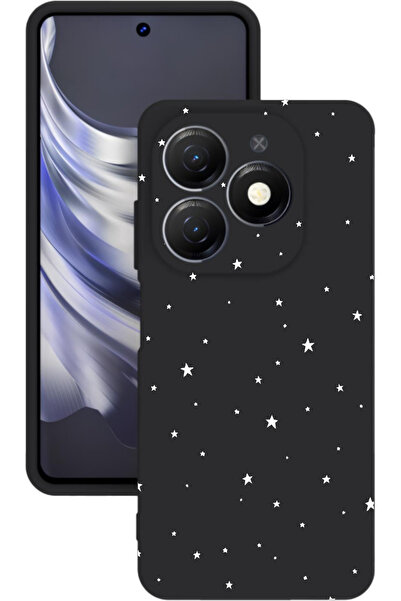 TECNO Spark 20 Baskılı ve Kamera Korumalı Siyah Renk Silikon Kılıf