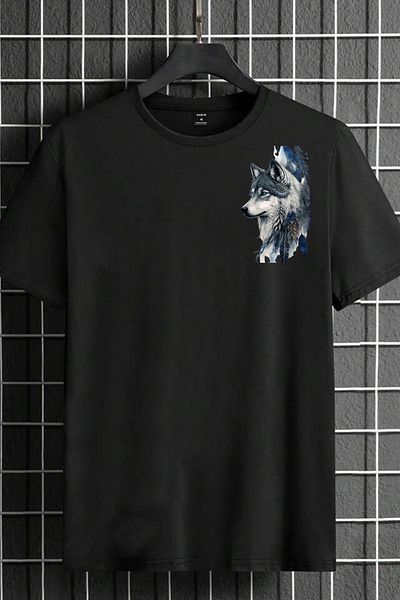 AMMA Gray Wolf Printed Unisex T-shirt - 100% Cotton, Short Sleeve