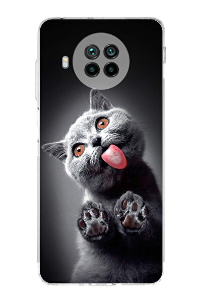 PrintiFy Xiaomi Mi 10T Lite ile Uyumlu Kedi 2 Kamera Korumalı Şeffaf Kılıf