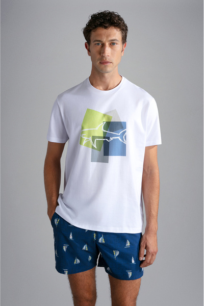 PAUL&SHARK MEN'S KNITTED T-SHIRT C.W. COTTON