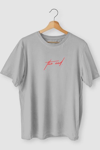 Pasage Griland Oversize The End Printed Grey Tshirt