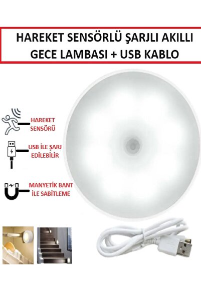 Speed Out Hareket Sensörlü Usb Şarjlı Led Işık Gece Lambası Mutfak Salon Merdiven Yatak Odası Dolap içi