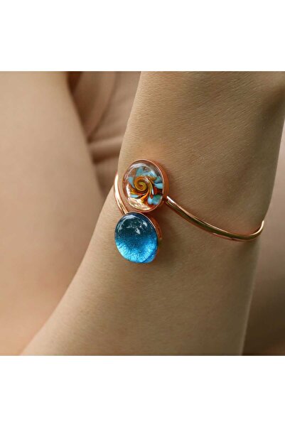 Atölye Şems MURANO CAM BRONZ KALIP DOLUM İKİLİ TASARIM BİLEKLİK