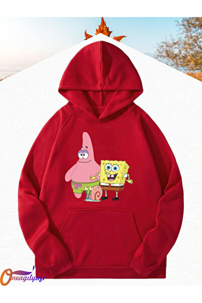 oneagılyazı سويت شيرت بقلنسوة للأطفال - موديل سبونج بوب