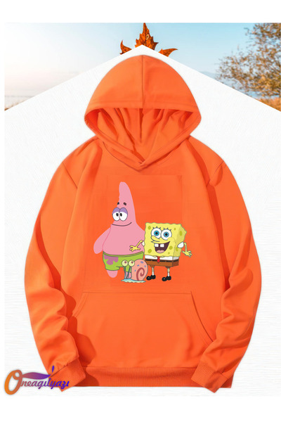 oneagılyazı سويت شيرت بقلنسوة للأطفال - موديل سبونج بوب