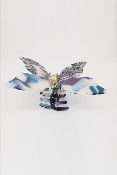 Roberta Lorenz Large Butterfly Patterned Blue Acetate Latch Buckle