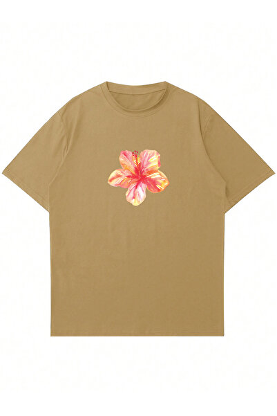 Ginevra Hibiskus Štampano Pamuk lu Žene Oversize kroj T-shirt