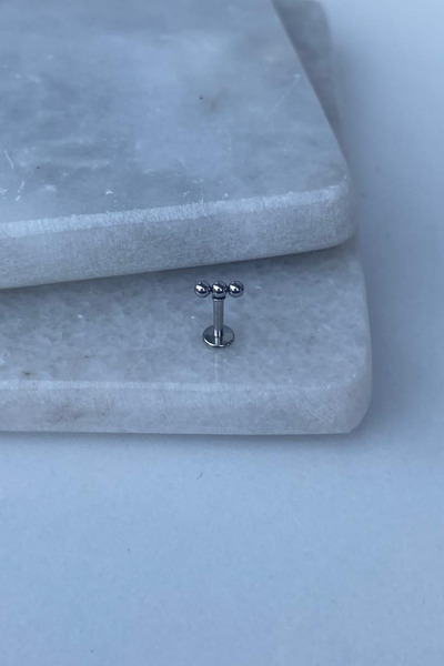 Jaida Moda Unisex Gümüş 3 Toplu Tragus Helix Kıkırdak Piercing