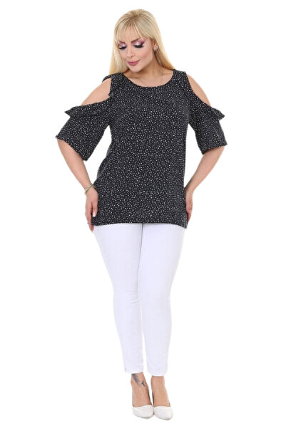 FİERTE Fierte Kadın Büyük Beden Bluz Bk23253 Fırfır Detay