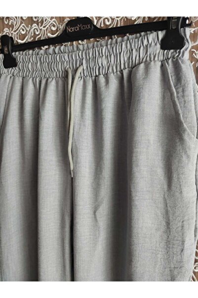 aryam butik Дамски ленени панталони - с връзки отпред, джобове и широки крачоли