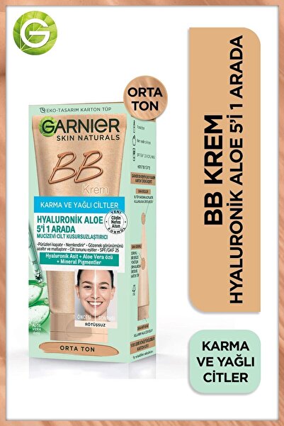 Garnier BB CREAM MEDİUM TONE SPF 20 FOR COMBİNATİON AND OİLY SKİN 50 ML KEYON3172