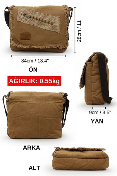Old Cotton Cargo 7136 - Чанта за лаптоп Robbie Camel за 14 инча, ежедневна, винтидж, от памук и плат