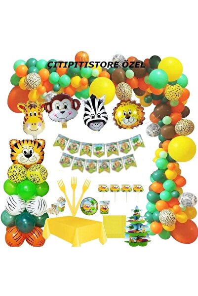 DÜVENCİ TİCARET Çıtıpıtıstore Safari 8 Kişilik Lüks Doğum Günü Seti