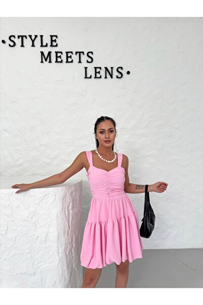 lovebox Kalın Askılı Eteği Balon Mini Boy Mezuniyet & Abiye & Balo  Kadın Elbise ERL 001