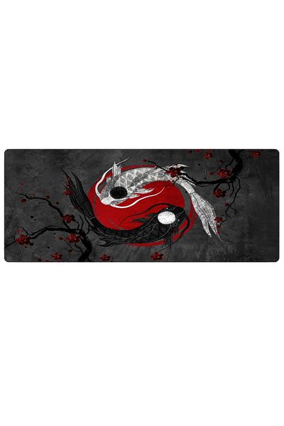 PORGE لوحة ماوس الألعاب مقاس 70x30 لوحة ماوس XL Koi Fish Gaming Mousepad