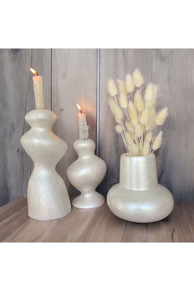 Luthien Decorative Pearlescent Box - Vase and Candlestick