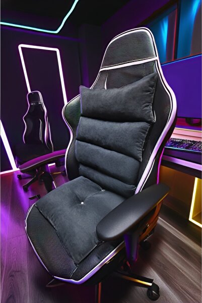 ozclife وسادة كرسي الألعاب ذات اللون الأسود لتقويم العظام - وسادة كرسي المكتب لدعم الظهر