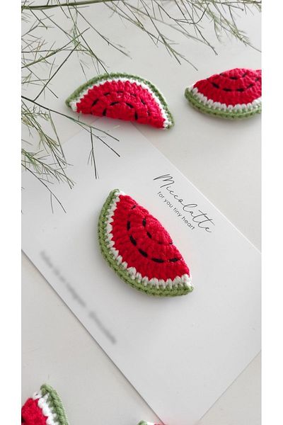 Miccolatte Watermelon Figured Hand Knitted Hairless Baby Hairpin