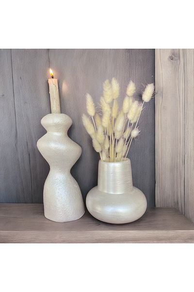 Luthien Decorative Pearlescent Box - Vase and Candlestick